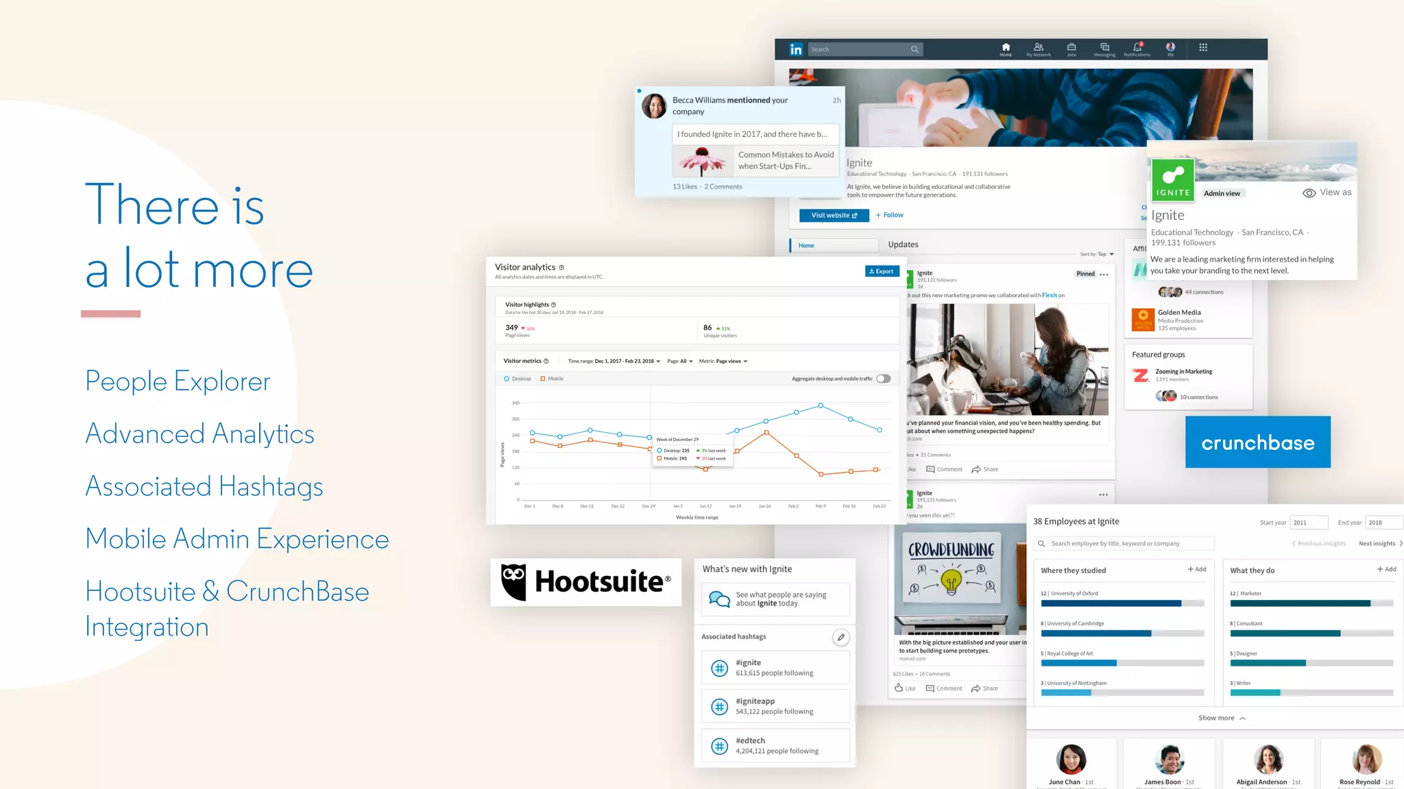There is
a lot more
People Explorer
Advanced Analytics
Associated Hashtags
Mobile Admin Experience
Hootsuite & CrunchBase
Integration
 