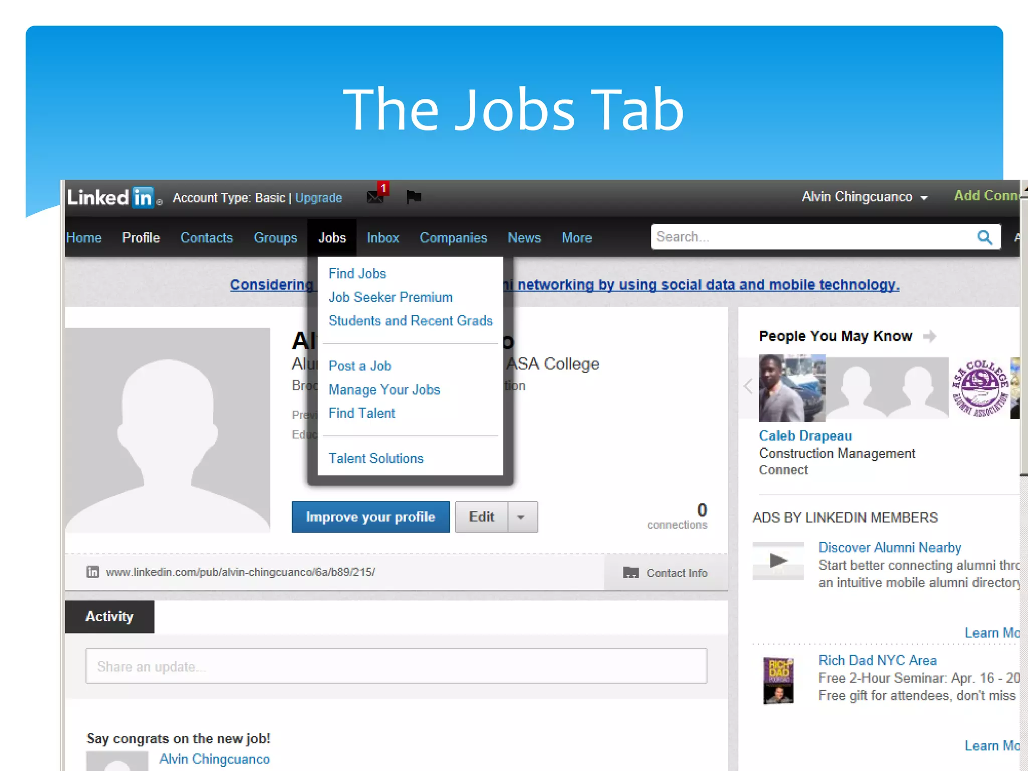 The Jobs Tab
 