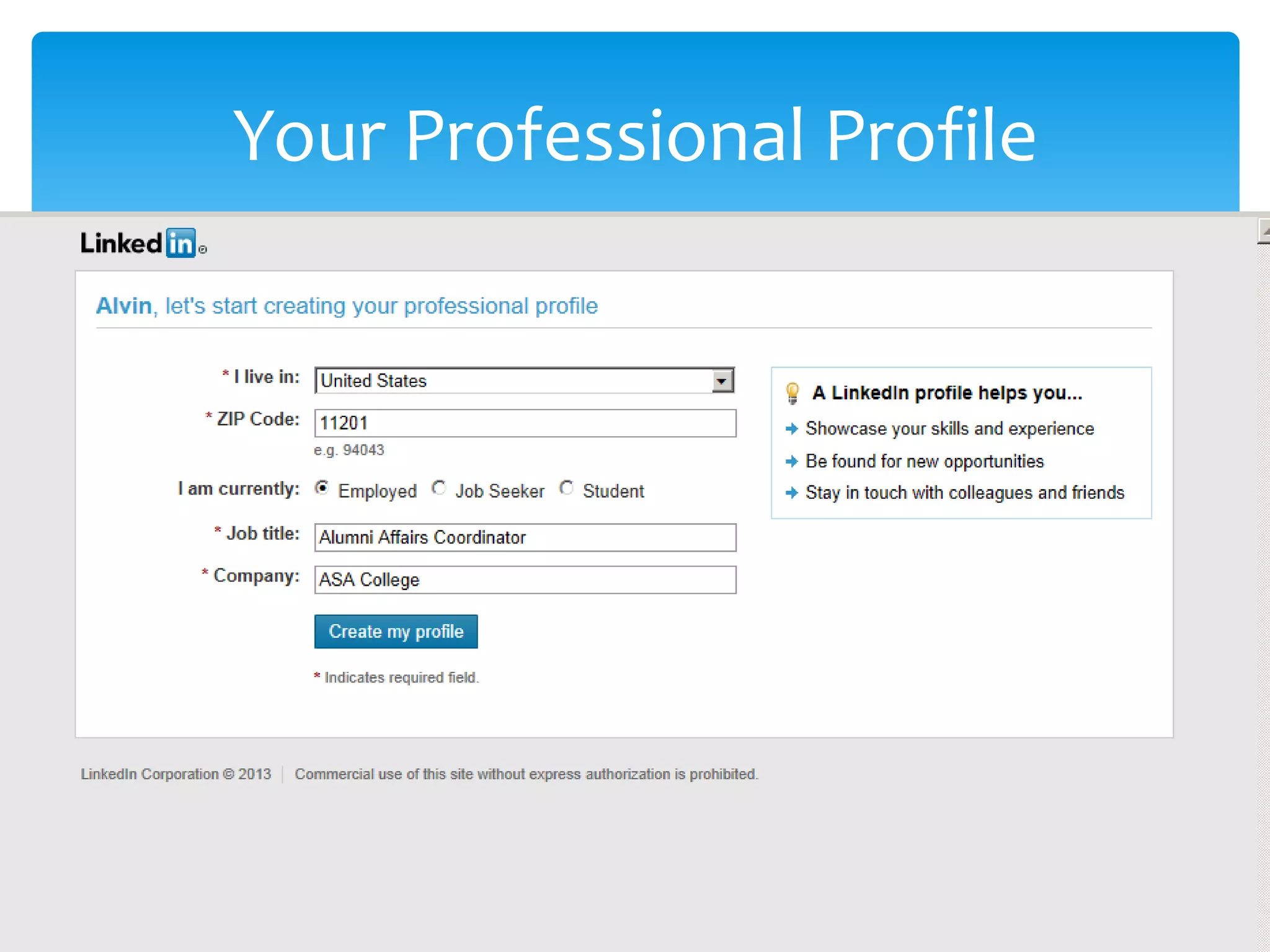 Your Professional Profile
 