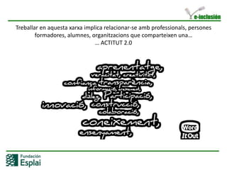 ESTRATÈGIES….Simplificar processos de selecció de professorat.Visualitzarl’activitat del CEE.Oferirformació a professionals, formaciópermanent, … captar nouspotencialsalumnes.Compartir i promocionar les diferentsparts del catàleg del CEE.Treballar i ORGANITZAR professorat, claustre virtual.Ferxarxa=noves oportunitats, innovar, crear……GESTIONAR les oportunitats… l’èxit.Atenció virtual a l’alumnat.Assessorament, oferiritinerarisformatius,…