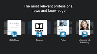 The most relevant professional
news and knowledge
Pulse Influencers &
Publishing
GroupsSlideShare
 