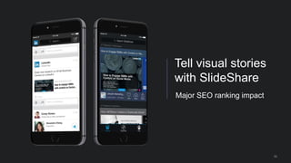 30
Tell visual stories
with SlideShare
Major SEO ranking impact
 