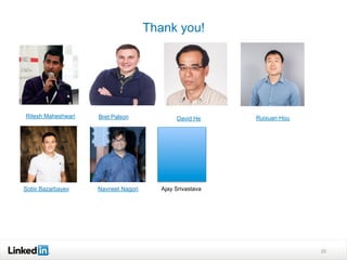 Thank you!
20
Ritesh Maheshwari Bret Palson David He Ruixuan Hou
Sobir Bazarbayev Navneet Nagori Ajay Srivastava
 