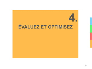 27
ANALYSE D’UNE PUBLICATION SPONSORISÉE
Performance organique
Performance sponsorisée
Sponsorisez le contenu qui
connaît le plus de succès en
organique
En fonction de votre objectif,
enchérissez au CPM ou CPC
et en fonction de la
performance de la campagne,
changez de modèle pour faire
baisser vos coûts au clic ou à
l’impression
 