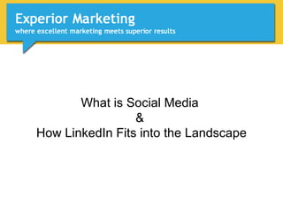 What is Social Media  &  How LinkedIn Fits into the Landscape 