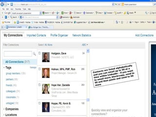 Contacts are listed alphabetically and you can email up to 50 at a time within LinkedIn – if you want to email more, block/copy, send to 50 and then paste and send to 50 more 