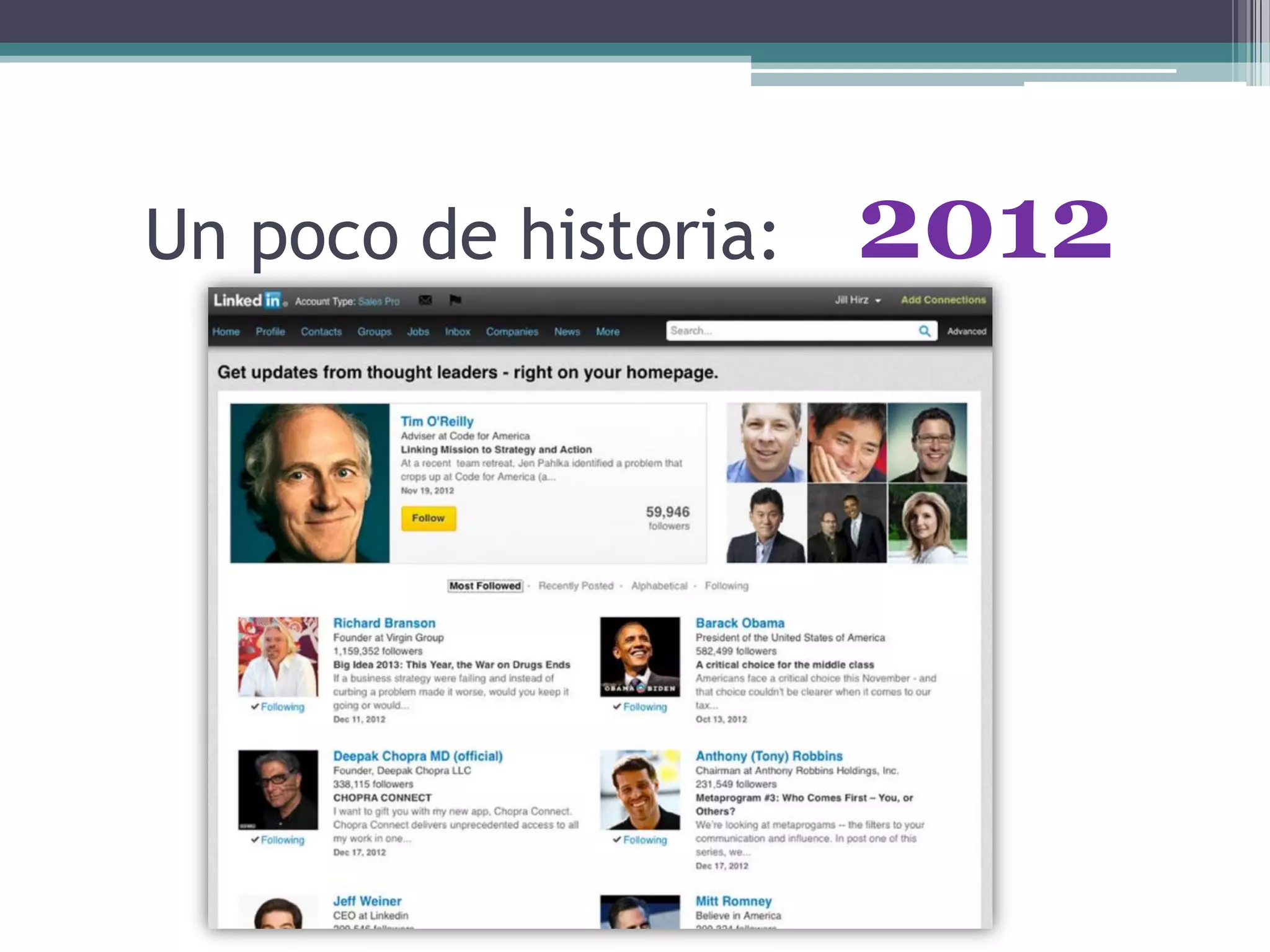 Un poco de historia: 2012
 