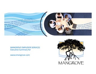 MANGROVE EMPLOYER SERVICES
Executive Summary for

www.emangrove.com
 
