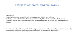 STEP 4: Profit
Over the past few years there have been many different marketing methods tested on LinkedIn ranging from
lo...