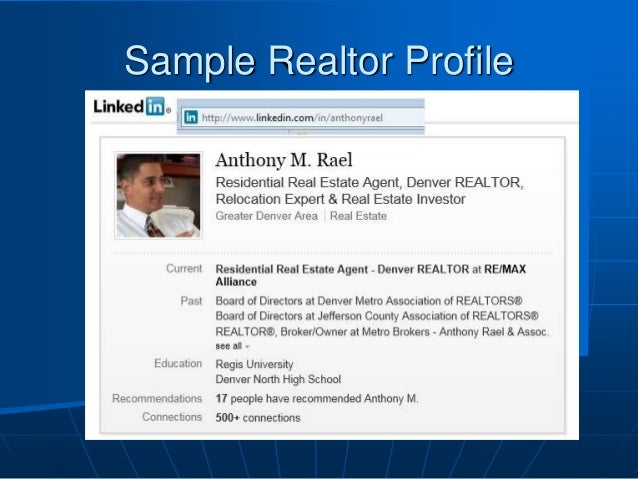 real estate agents profile samples