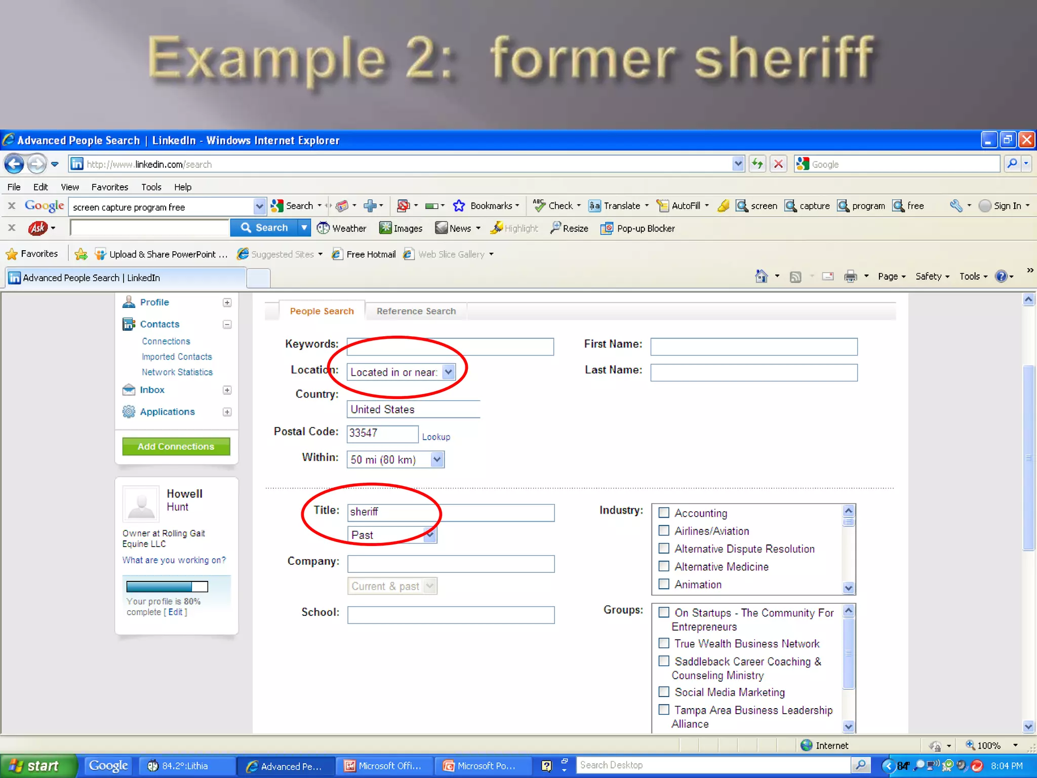 Example 2:  former sheriff