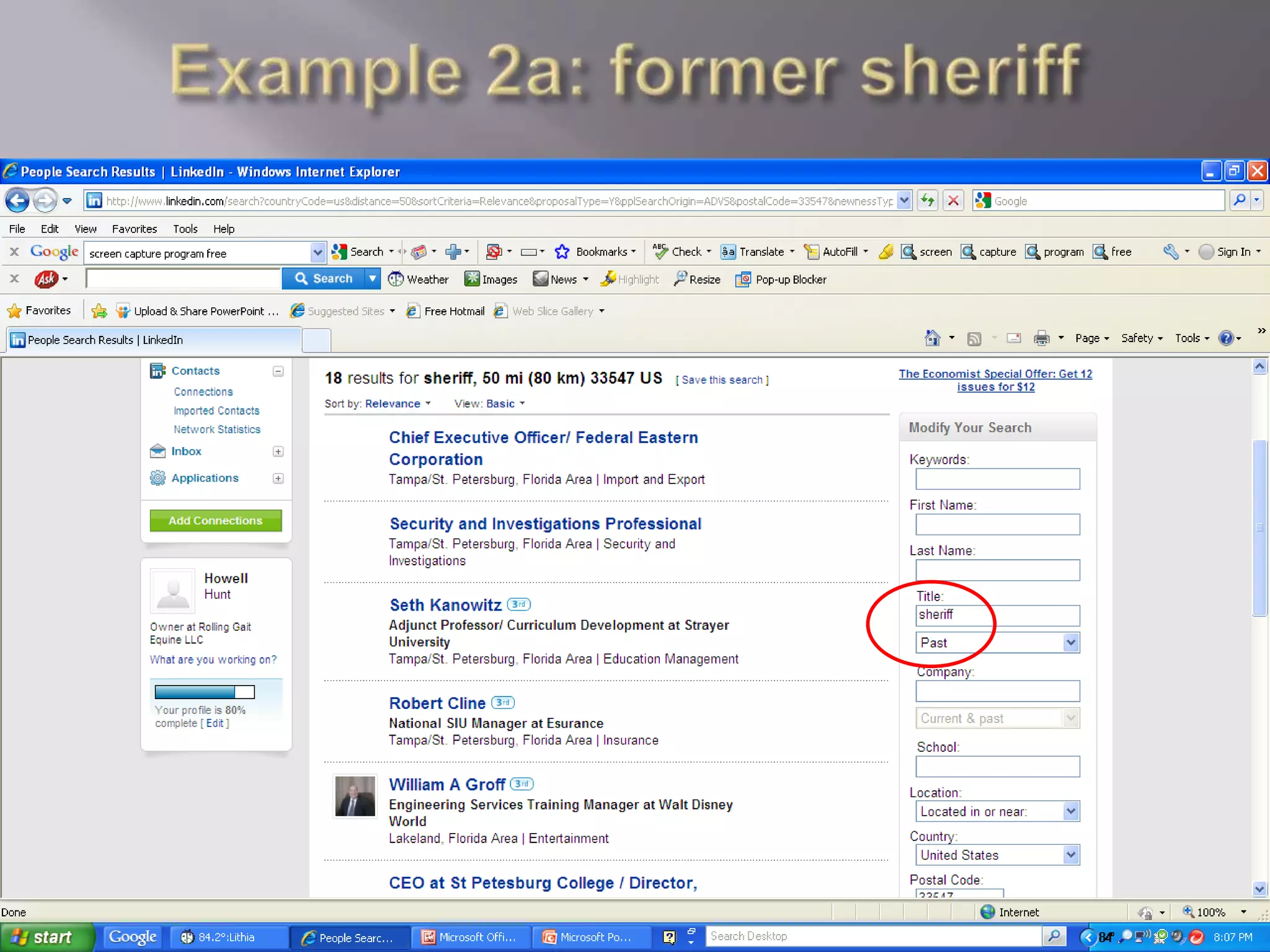 Example 2a: former sheriff