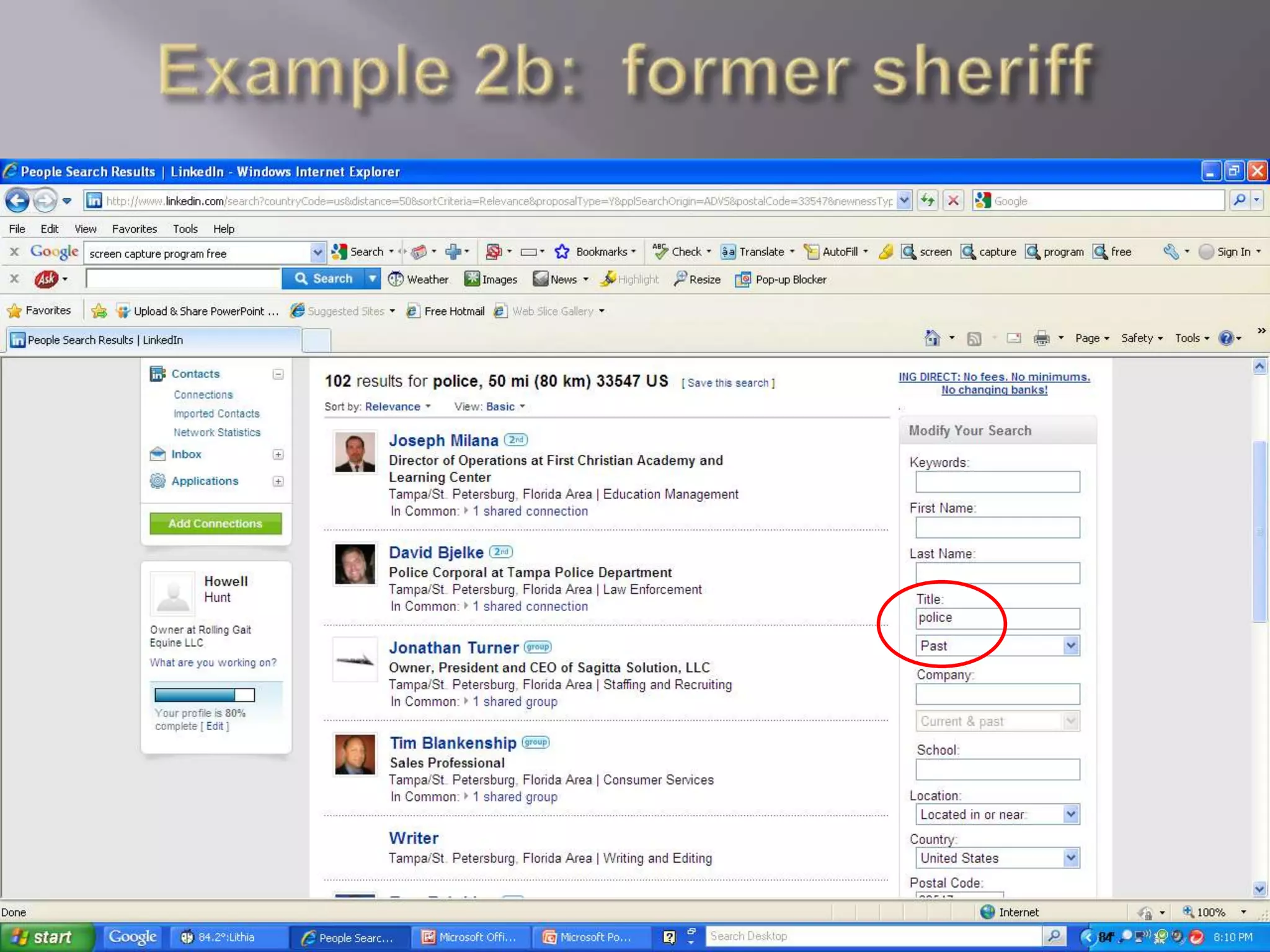 Example 2b:  former sheriff