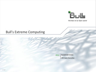 Bull’s Extreme Computing




                                  2012   Suzannah Cross
                                         HPC Sales Executive




© Bull, 2012                                                   1
 