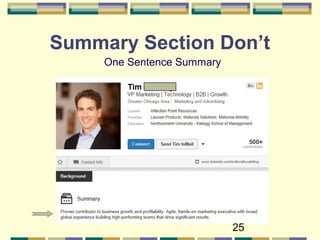 25
Summary Section Don’t
One Sentence Summary
 