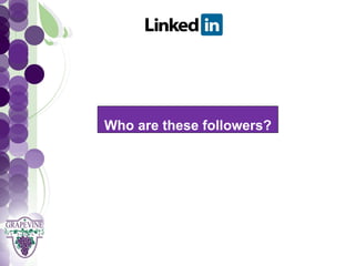 GRAPEVINE CHAMBER OF COMMERCE
                Presents:




S o c i a l areM d i a 1 0 1
        Who
                 e followers?
               these
 