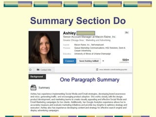 25
Summary Section Do
One Paragraph Summary
 