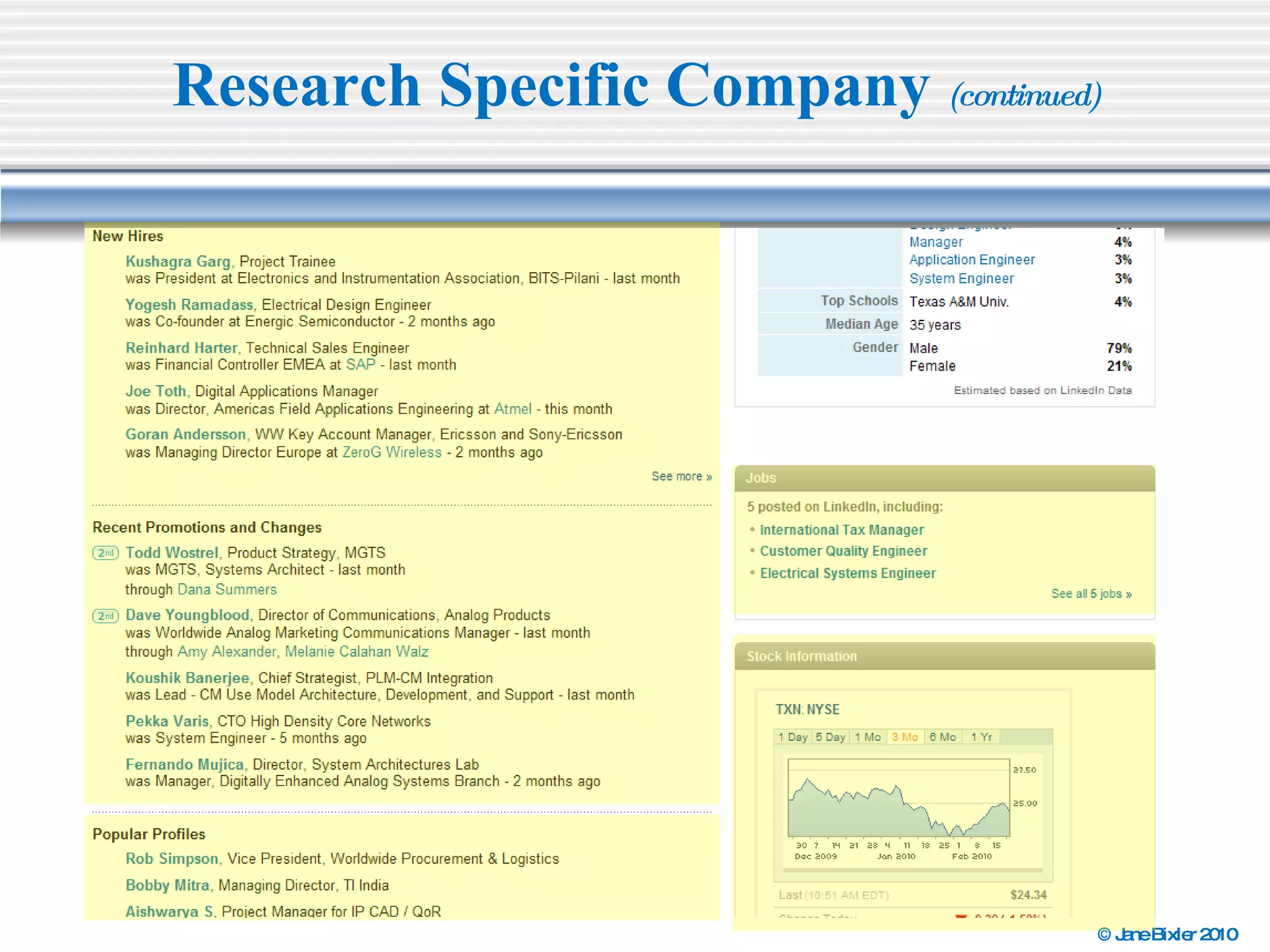Research Specific Company  (continued) 