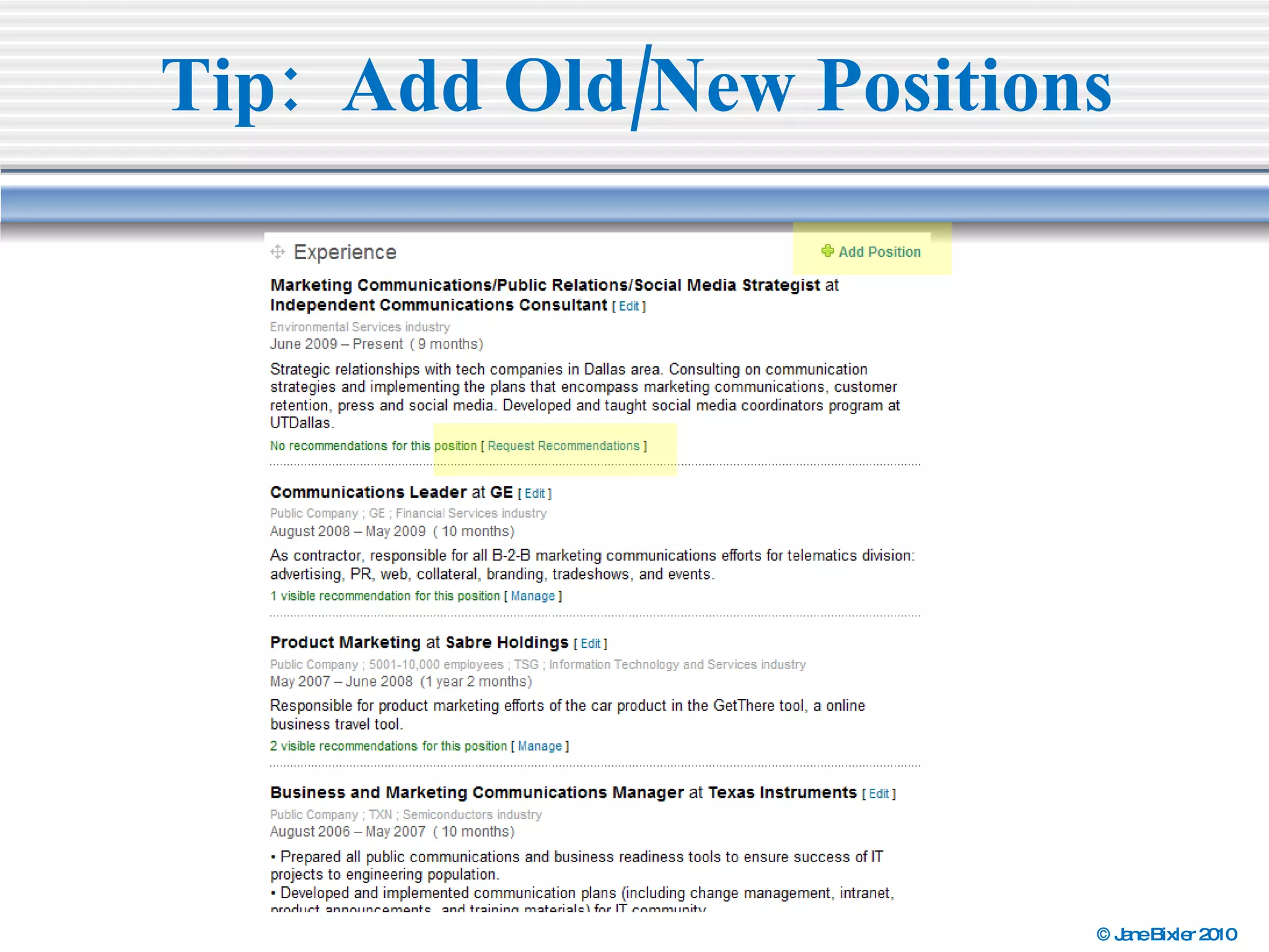Tip:  Add Old/New Positions 