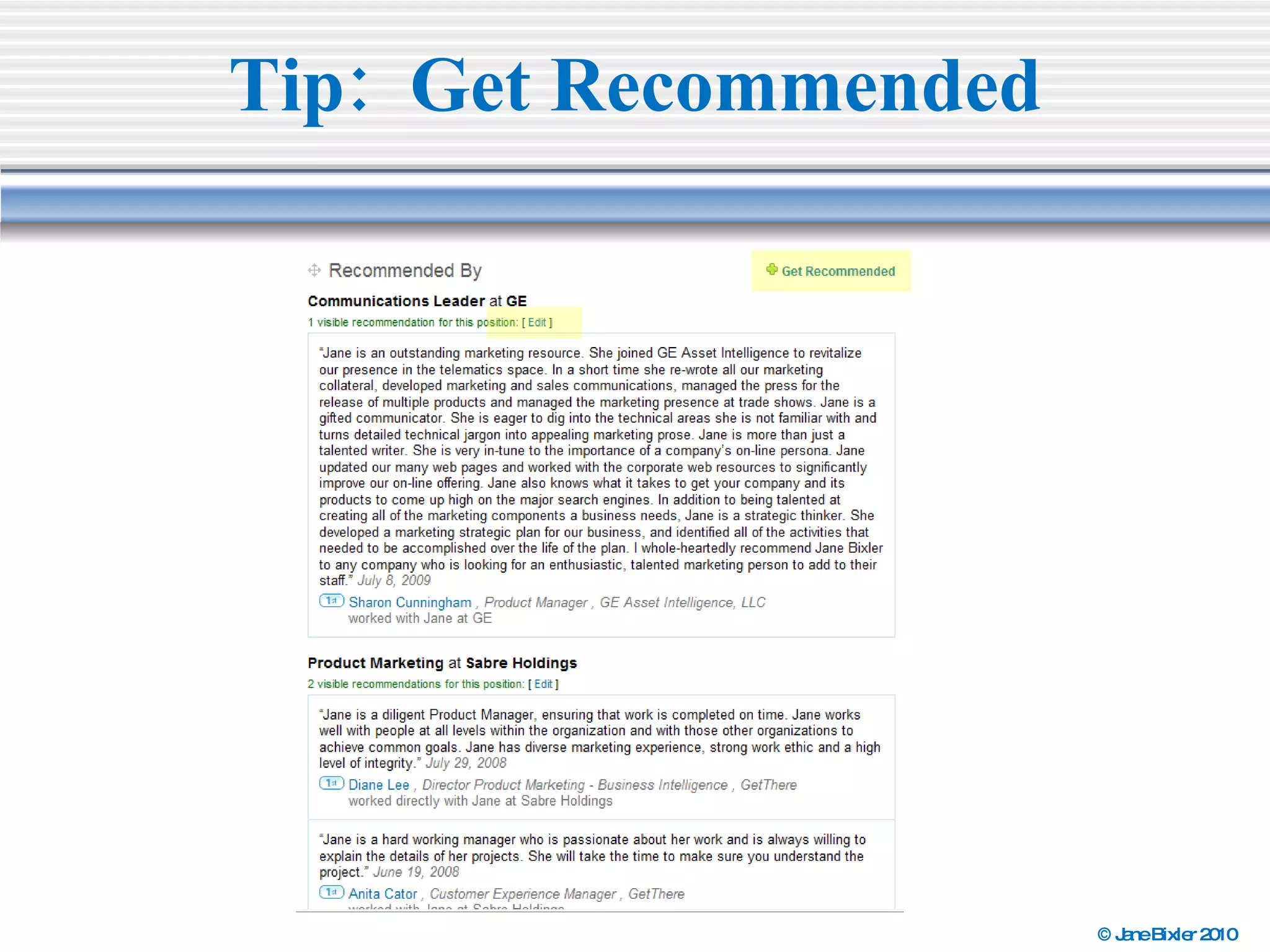 Tip:  Get Recommended 