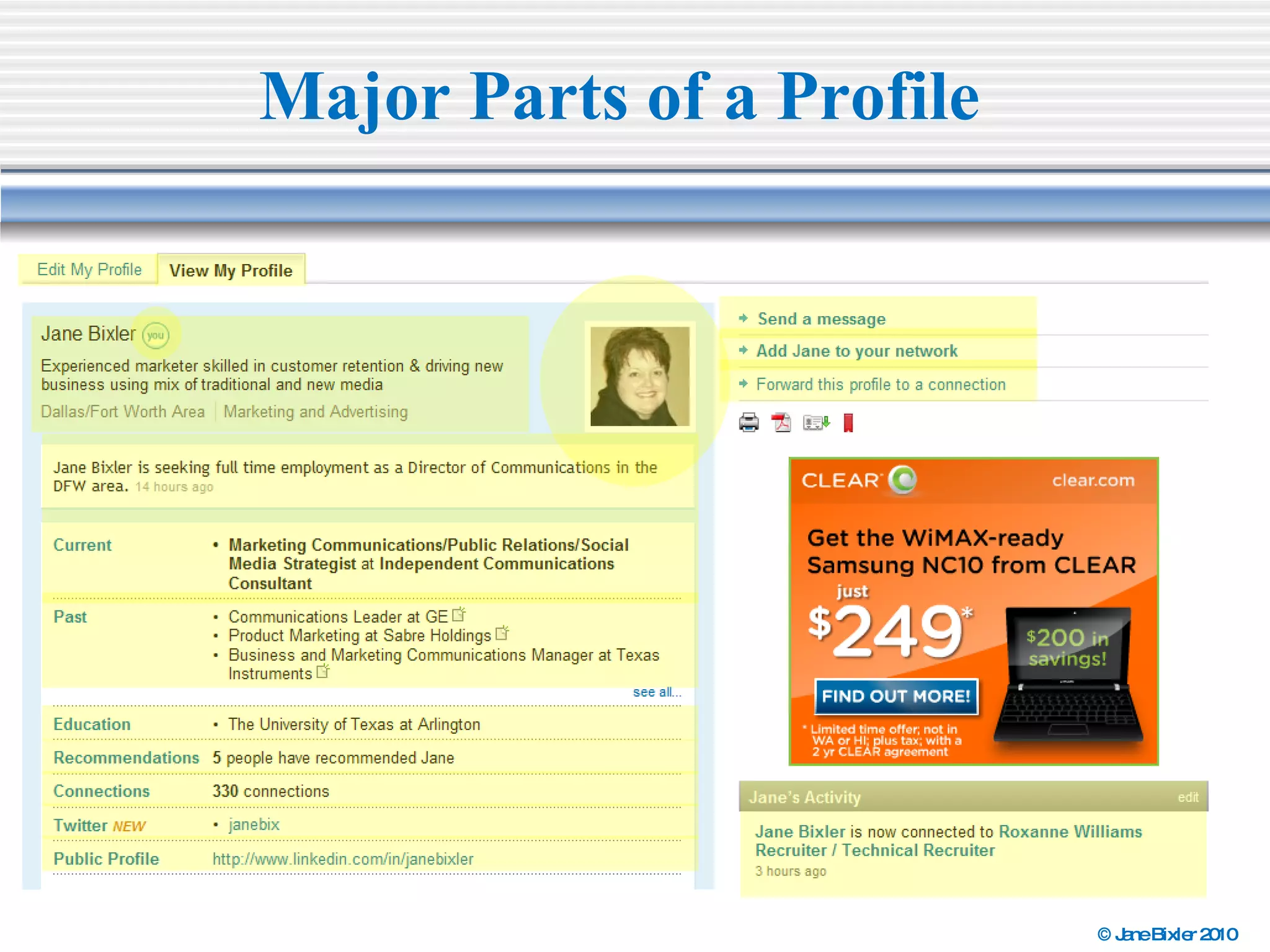 Major Parts of a Profile 