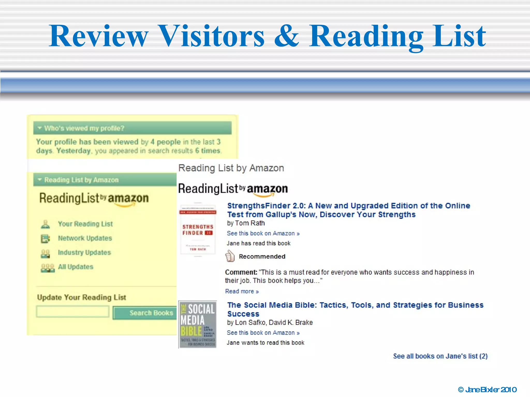 Review Visitors & Reading List 