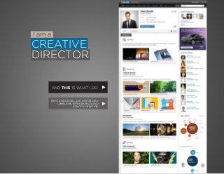 AND THIS IS WHAT I DO
PRINT AND DIGITAL ADS, INTEGRATED
CAMPAIGNS, INFOGRAPHICS AND
IDENTITY CREATION
CREATIVE
DIRECTOR
I am a
 