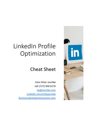 LinkedIn Profile Optimization Cheat Sheet | PDF image.