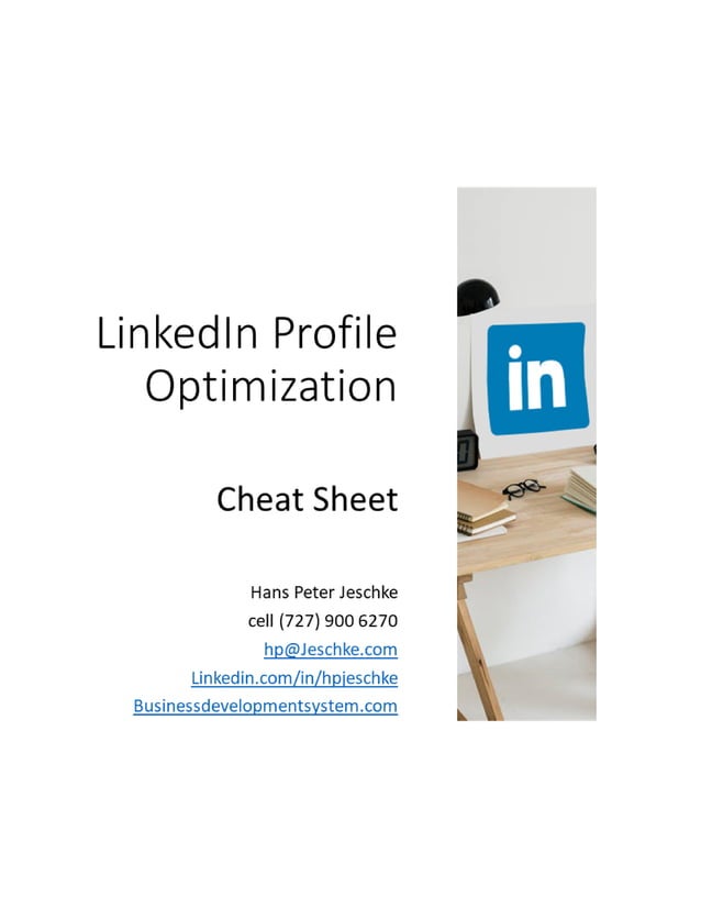 LinkedIn Profile Optimization Cheat Sheet | PDF