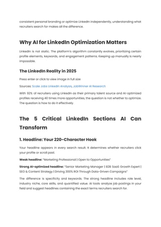 LinkedIn Profile Optimization with AI 2025: Get Found by Recruiters | PDF