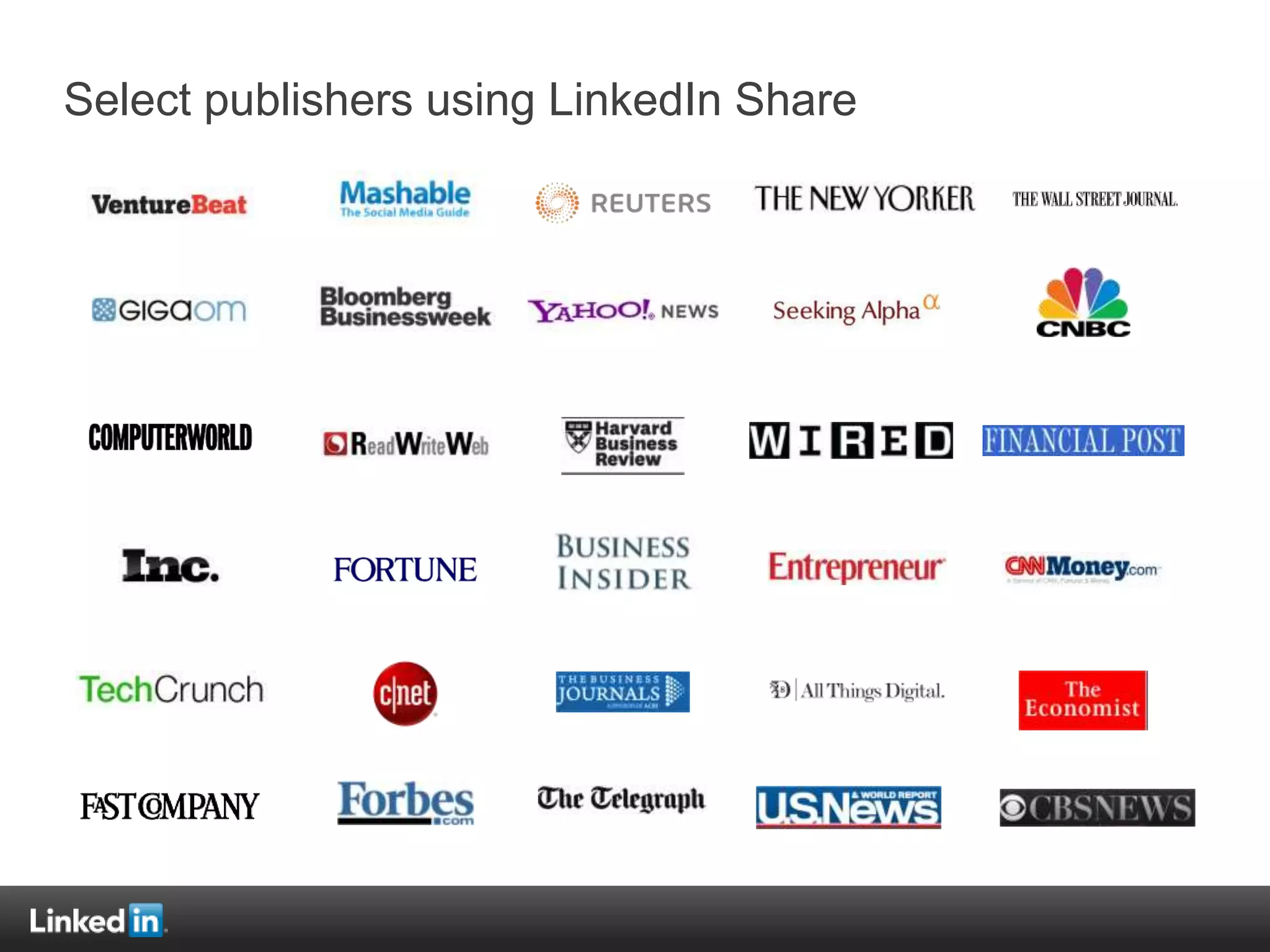 Select publishers using LinkedIn Share
 