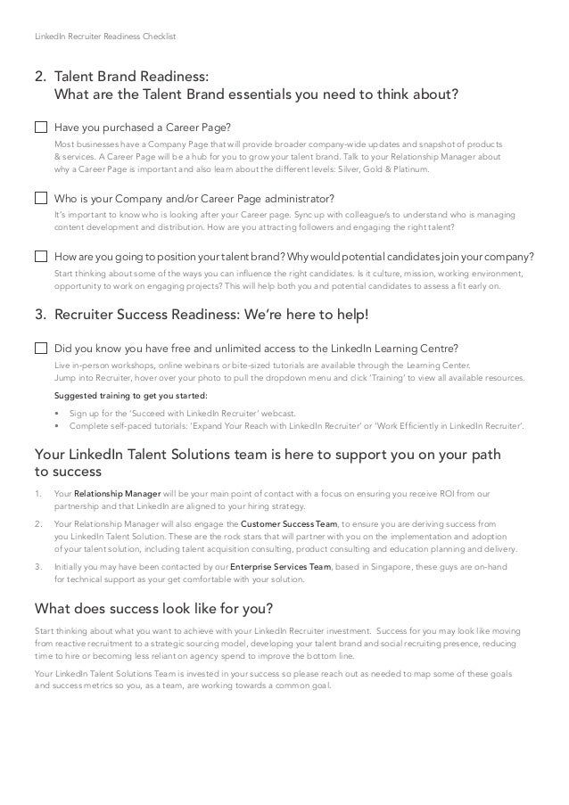 LinkedIn Recruiter Readiness Checklist