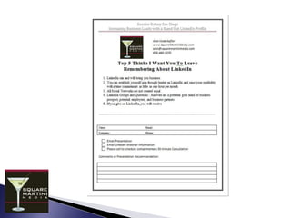 7 Steps To Creating A Stand Out Profile!Take the time to create a great summary that compels Linkedin users to connect with youUse a professional picture and create a great headline#4 #1 Use keywords and phrases throughout your profile especially in your specialties Add all current and past positions as well as education#2 #5 Include your websites and blog using brand titlesComplete your contact settings, personal information, and groups#3 #6 You Must Grow Your Recommendations!#7 @AlanUnderkofler