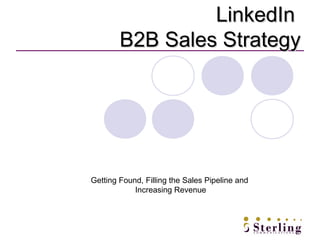 LinkedIn
        B2B Sales Strategy




Getting Found, Filling the Sales Pipeline and
            Increasing Revenue
 