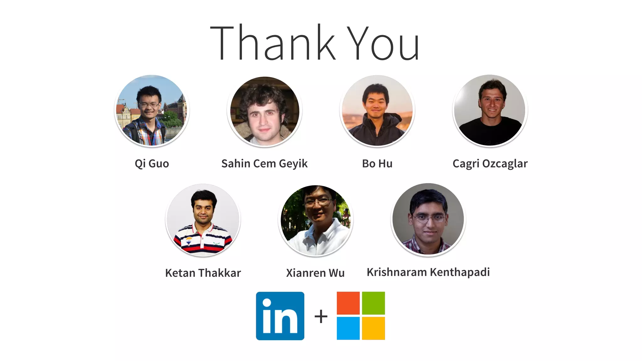 +
Thank You
Qi Guo Sahin Cem Geyik Bo Hu Cagri Ozcaglar
Ketan Thakkar Xianren Wu Krishnaram Kenthapadi
 