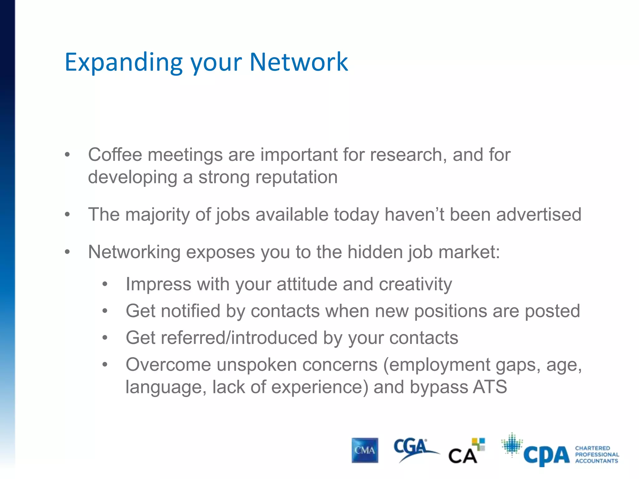 Job Search
DETAILED JOB POST, RECRUITER DETAILS, APPLY DIRECTLY
Cool Features: Apply for the job directly through LinkedIn, see
who the recruiter is, and potentially connect with him/her.
 