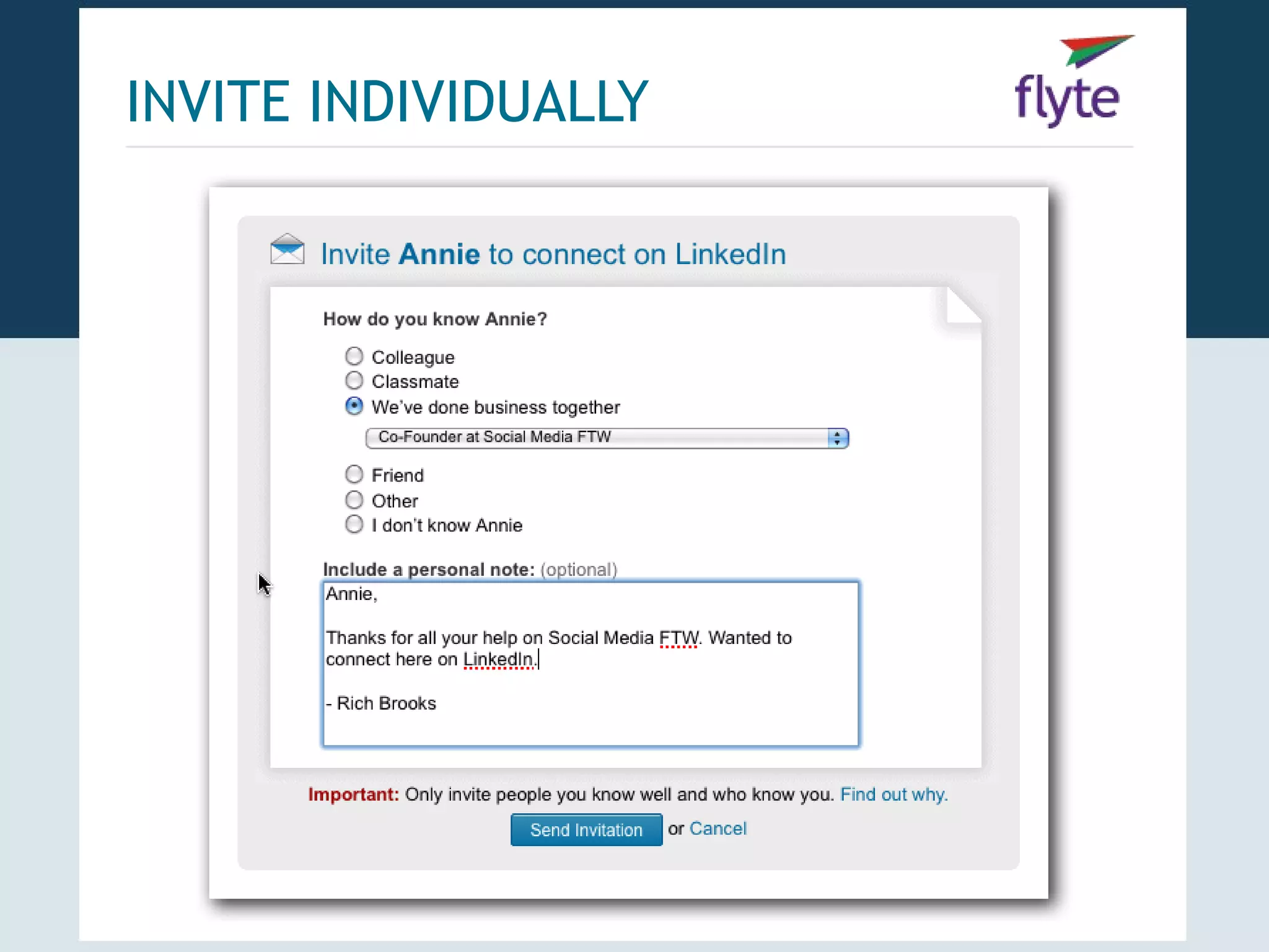 INVITE INDIVIDUALLY
 