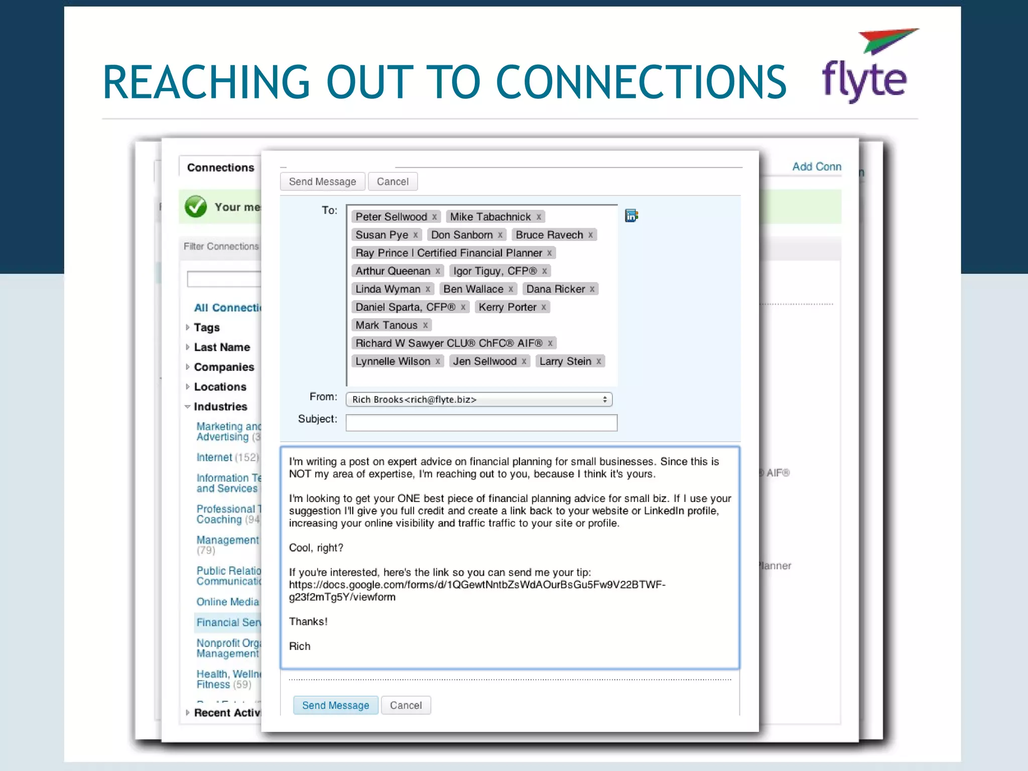 REACHING OUT TO CONNECTIONS
 