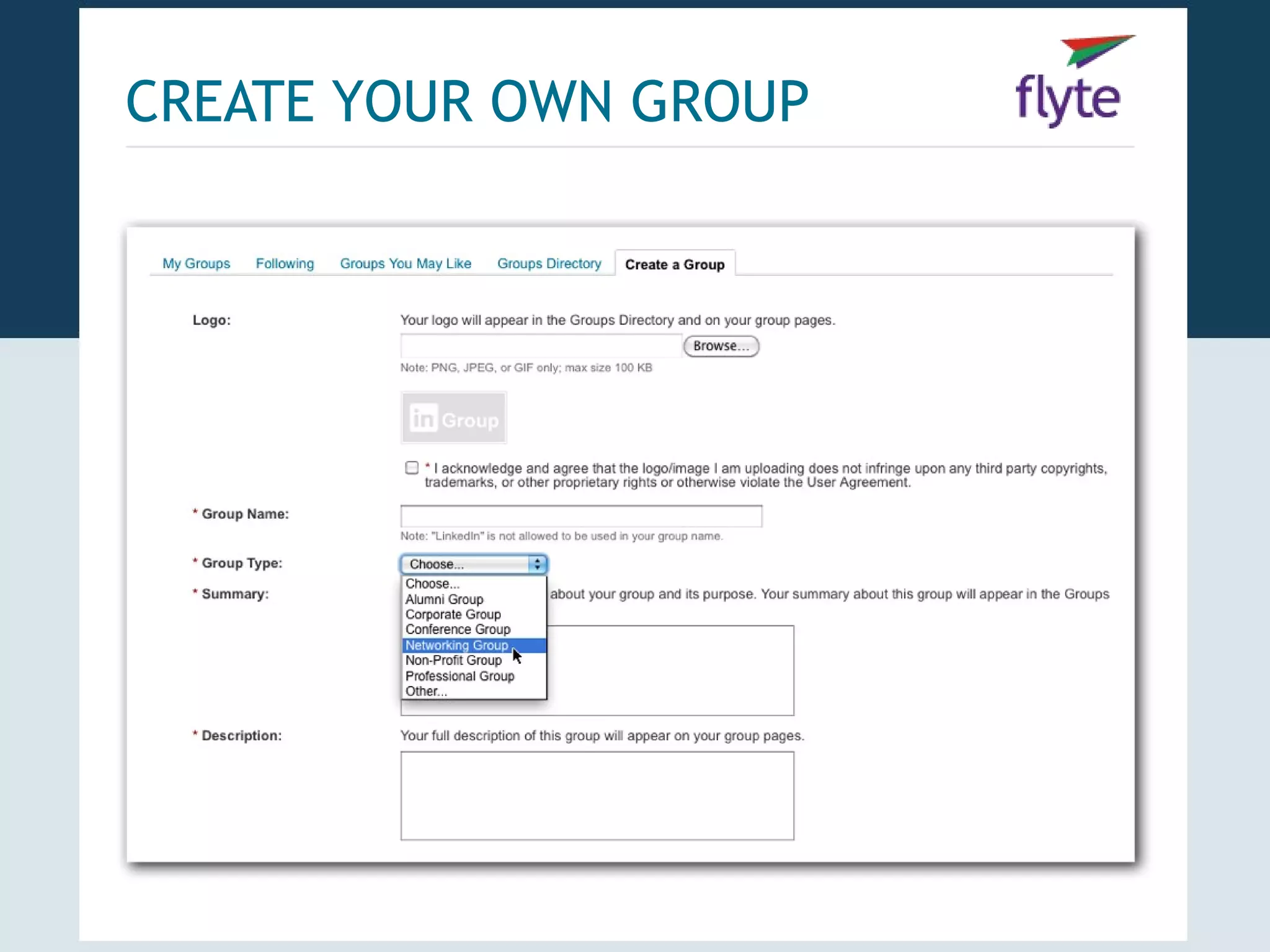 CREATE YOUR OWN GROUP
 