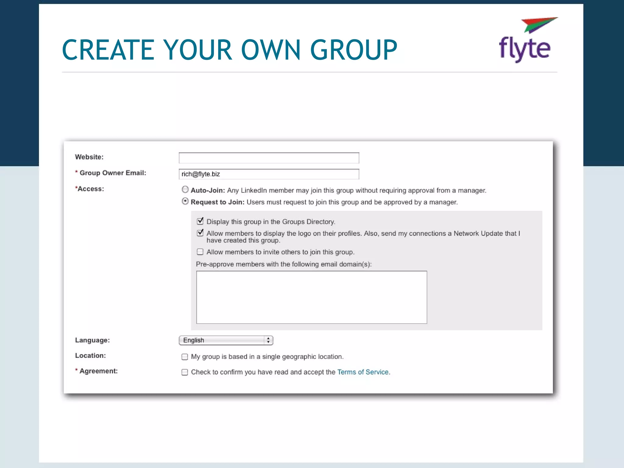 CREATE YOUR OWN GROUP
 