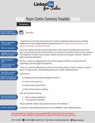 LinkedIn Social Selling: Buyer-Centric Summary Template