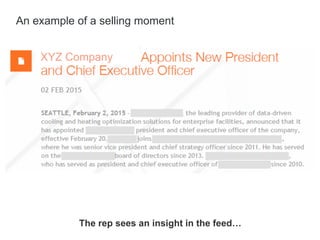 XYZ Company
An example of a selling moment
The rep sees an insight in the feed…
 