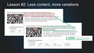 Lesson #2: Less content, more variations
120% increase in CTR
 