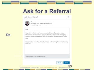 53
Ask for a Referral
© Copyright 2019 – Denis Curtin – www.JobSearchChicago.com – All Rights Reserved
Do
 