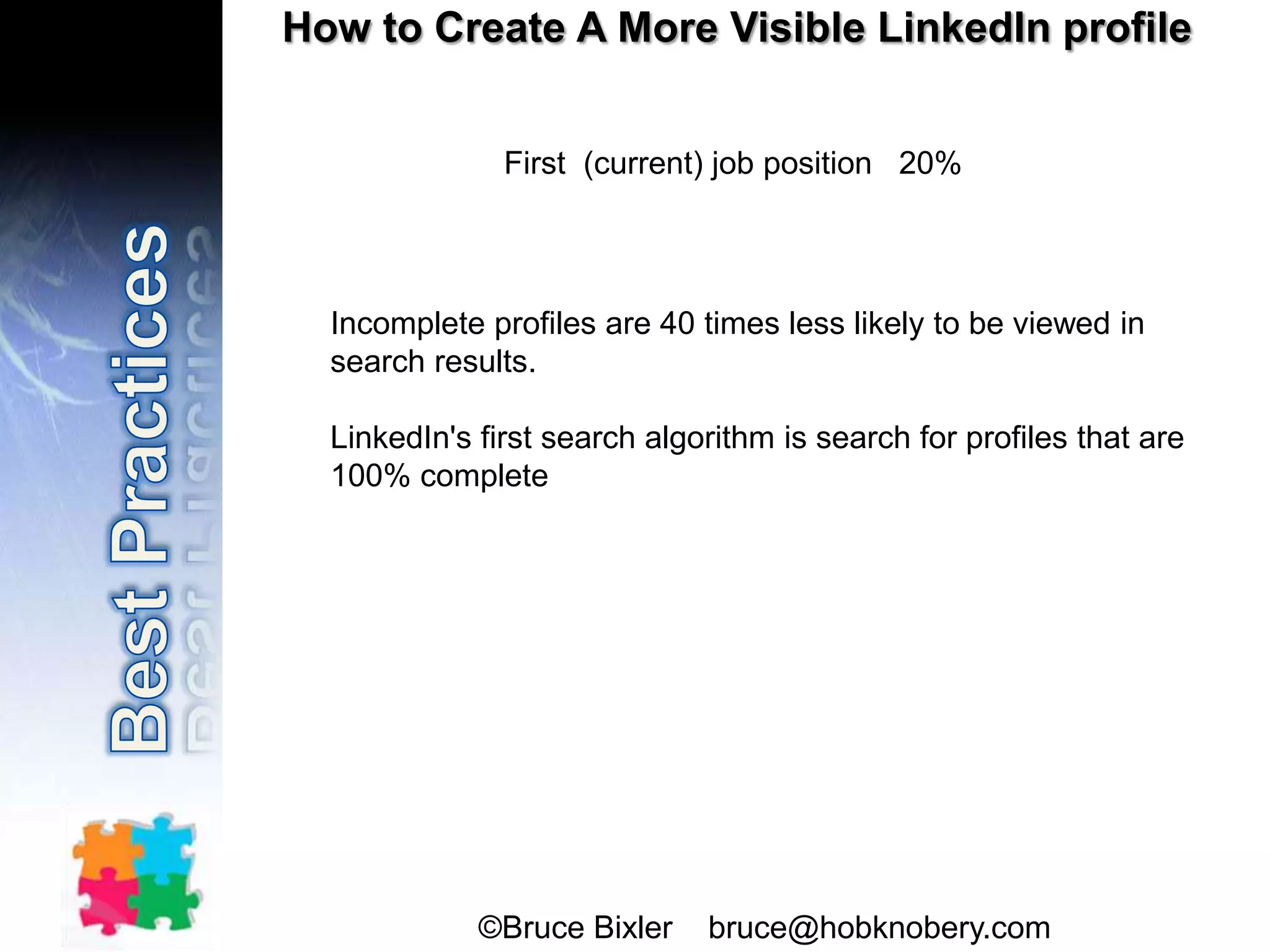 How to Create A more Visible LinkedIn profile | PPTX
