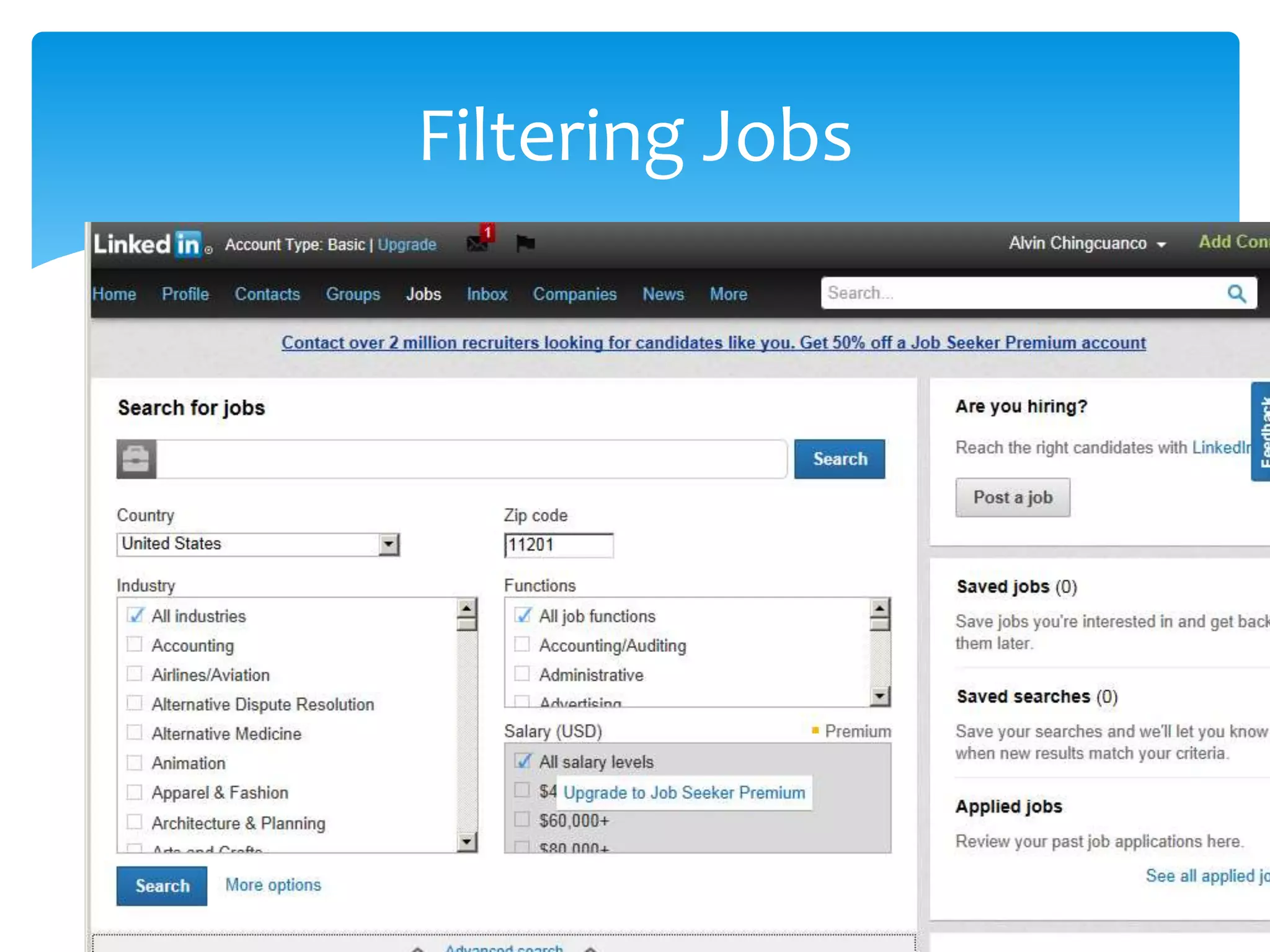 Filtering Jobs
 