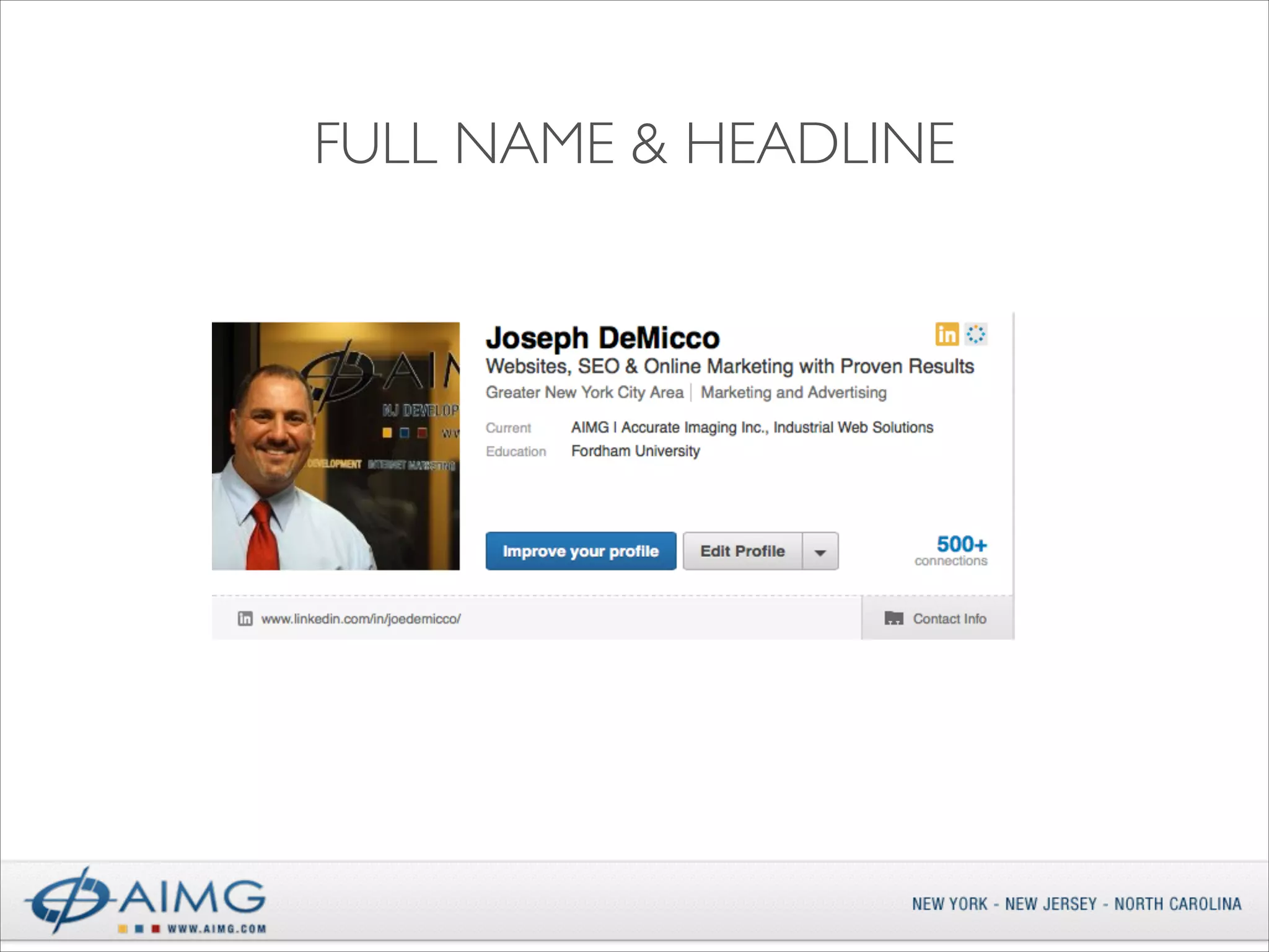 FULL NAME & HEADLINE

 