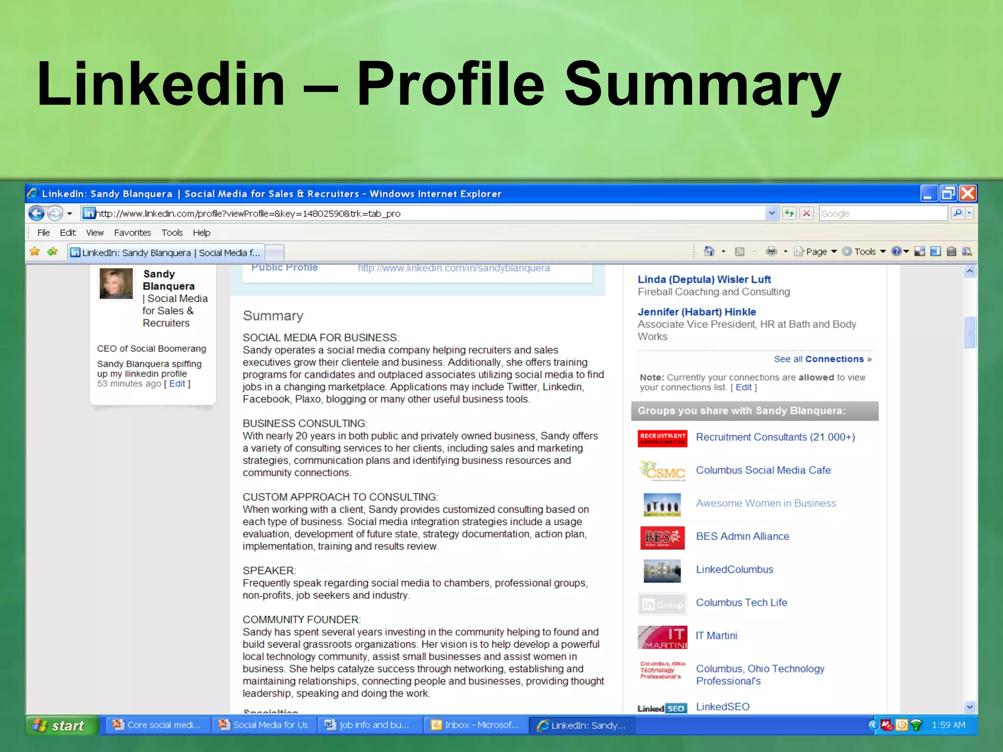 Linkedin – Profile Summary 