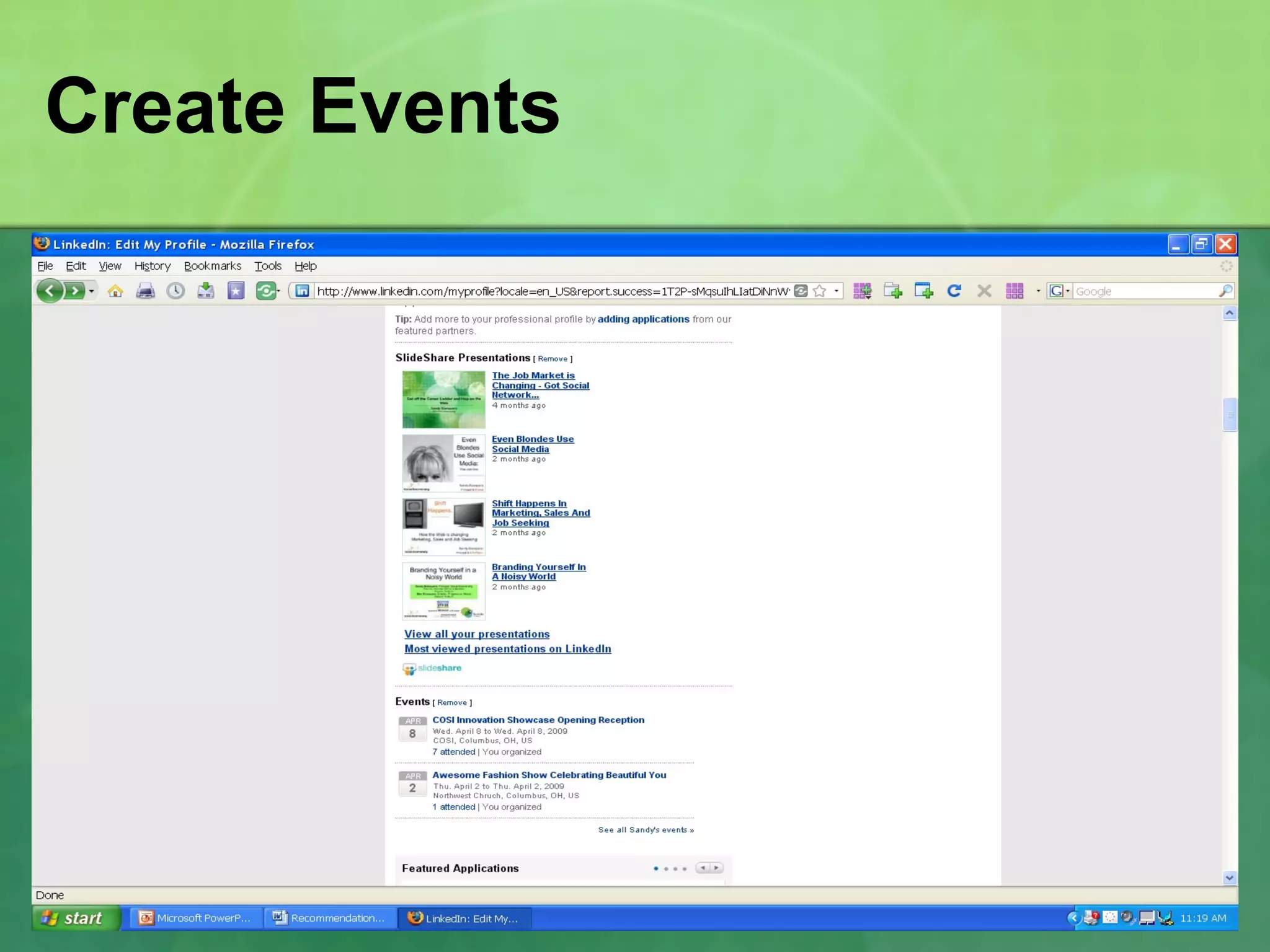 Create Events 