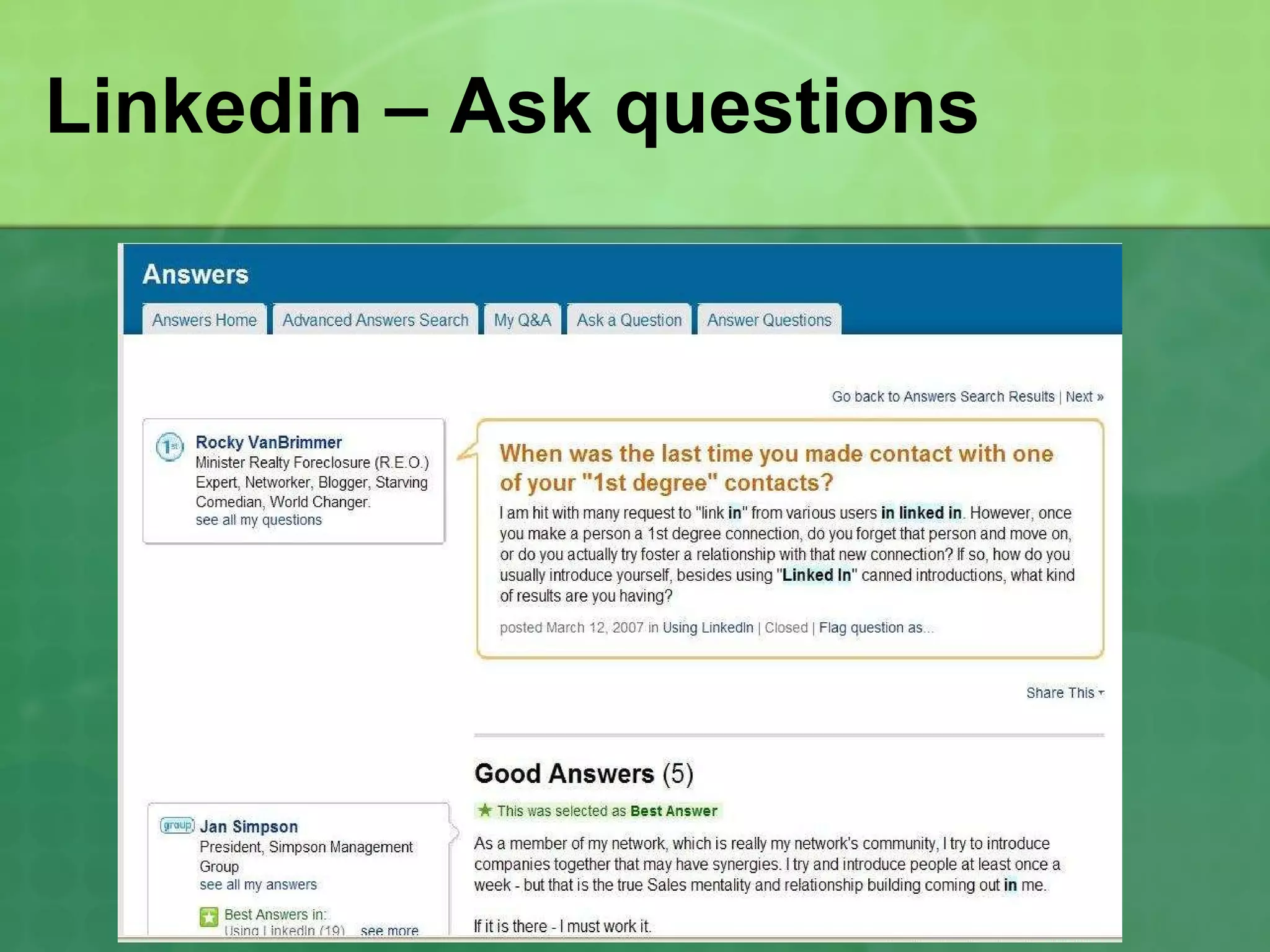 Linkedin – Ask questions 